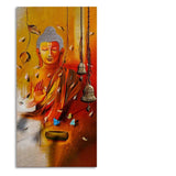 Lord Buddha with Leaves Canvas Wall Painting - Decor Smart