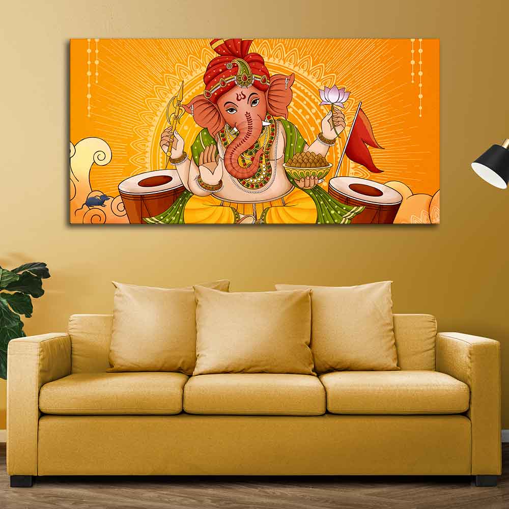 Lord Ganesh Canvas Wall Painting - Decor Smart