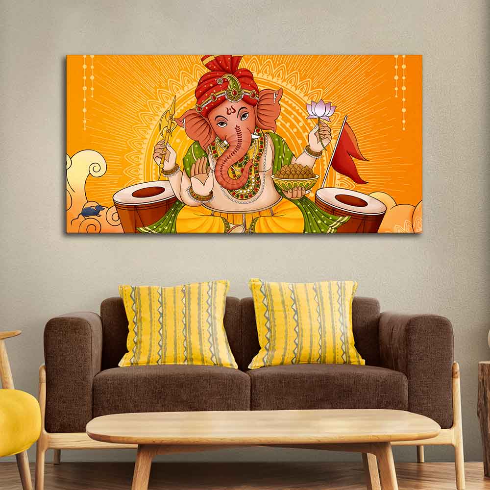 Lord Ganesh Canvas Wall Painting - Decor Smart
