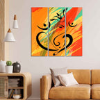 Lord Ganesh Ji Abstract Art Wall Painting of Three Panels