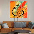 Lord Ganesh Ji Abstract Art Wall Painting of Three Panels