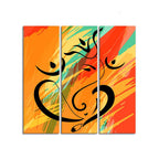 Lord Ganesh Ji Abstract Art Wall Painting of Three Panels