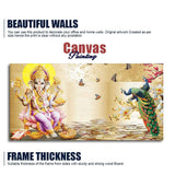 Lord Ganesha and Peacocks Canvas Wall Painting - Decor Smart