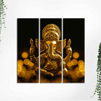 Lord Ganesha Ji Canvas Wall Painting of 3 Pieces