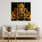 Lord Ganesha Ji Canvas Wall Painting of 3 Pieces