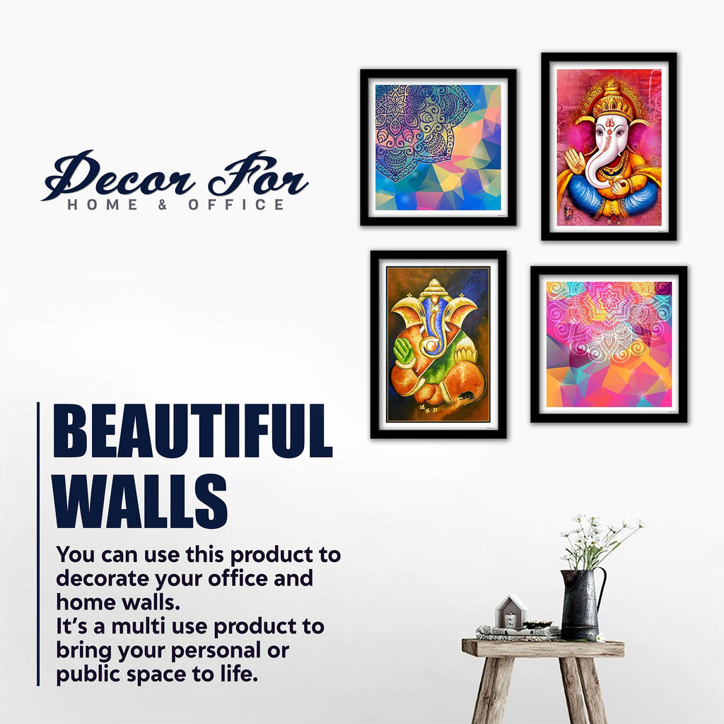 Lord Ganesha Decorative Premium Wall Frame Set of Four