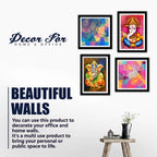 Lord Ganesha Decorative Premium Wall Frame Set of Four