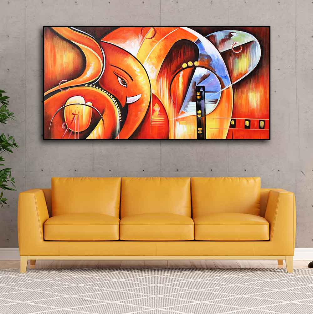 Lord Ganesha Modern Art Premium Wall Painting - Decor Smart