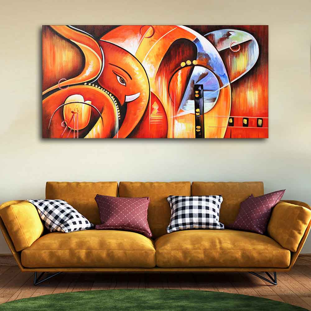 Lord Ganesha Modern Art Premium Wall Painting - Decor Smart