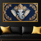 Lord Ganesha Royal Art Crystal Glass Wall Painting for Wealth, Success & Prosperity Décor