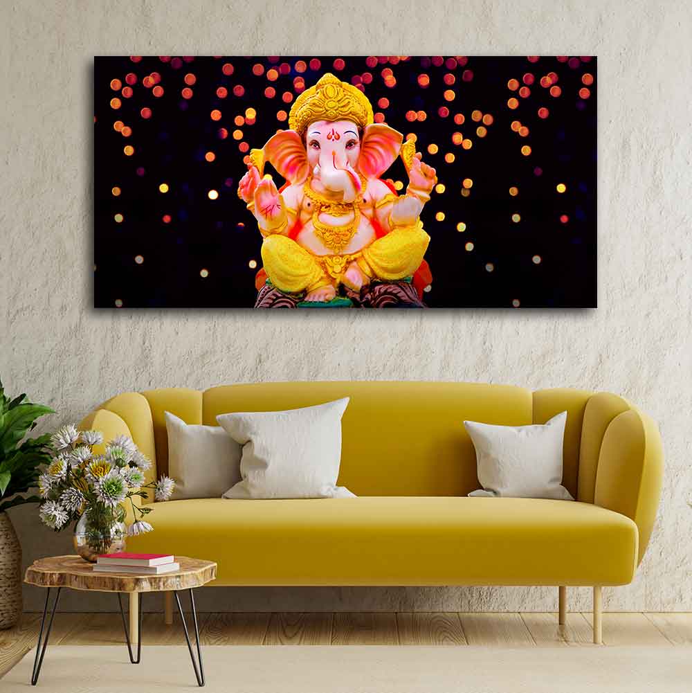 Lord Ganesha Sculpture Canvas Wall Painting - Decor Smart