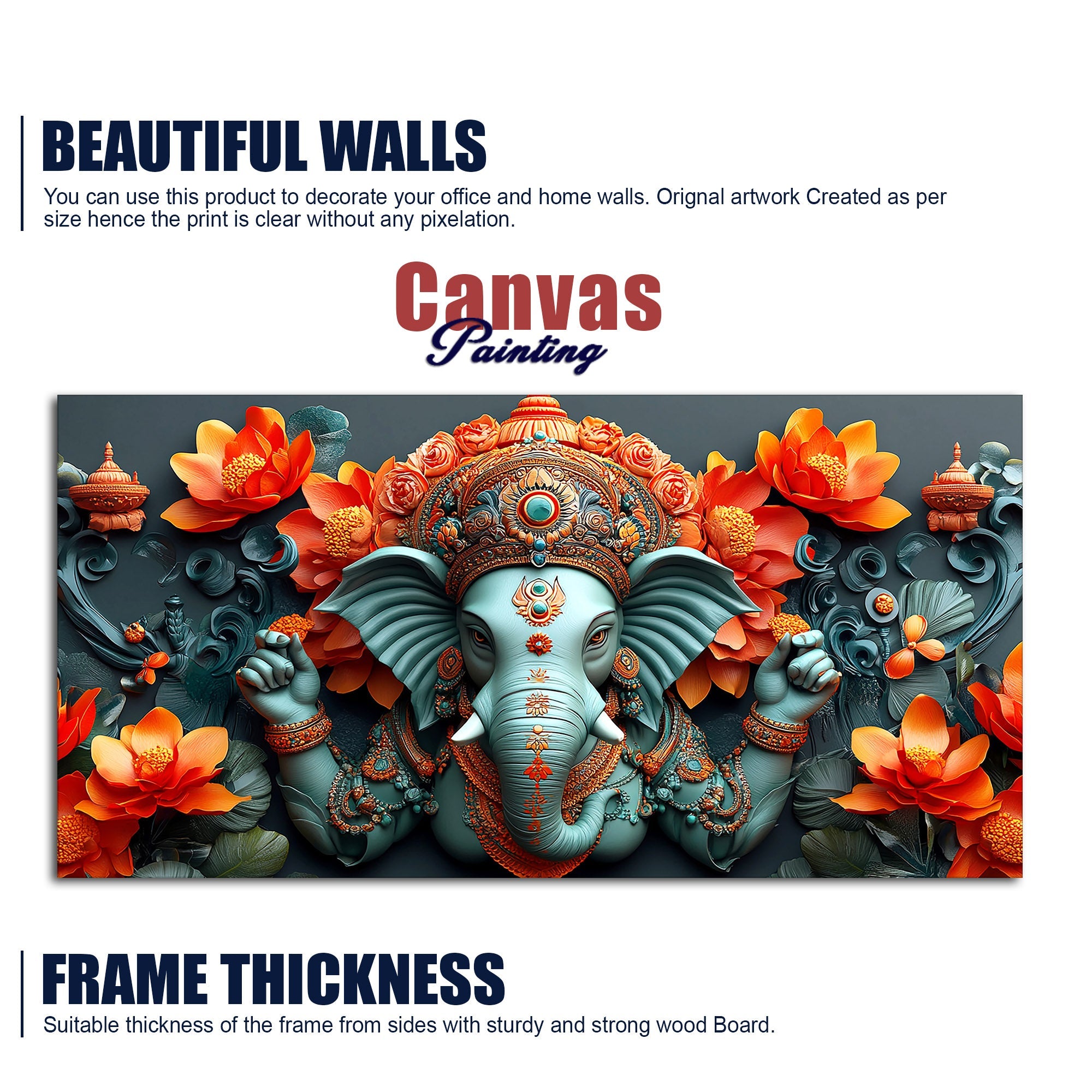 Lord Ganesha the Hindu God of Wisdom Canvas Wall Painting