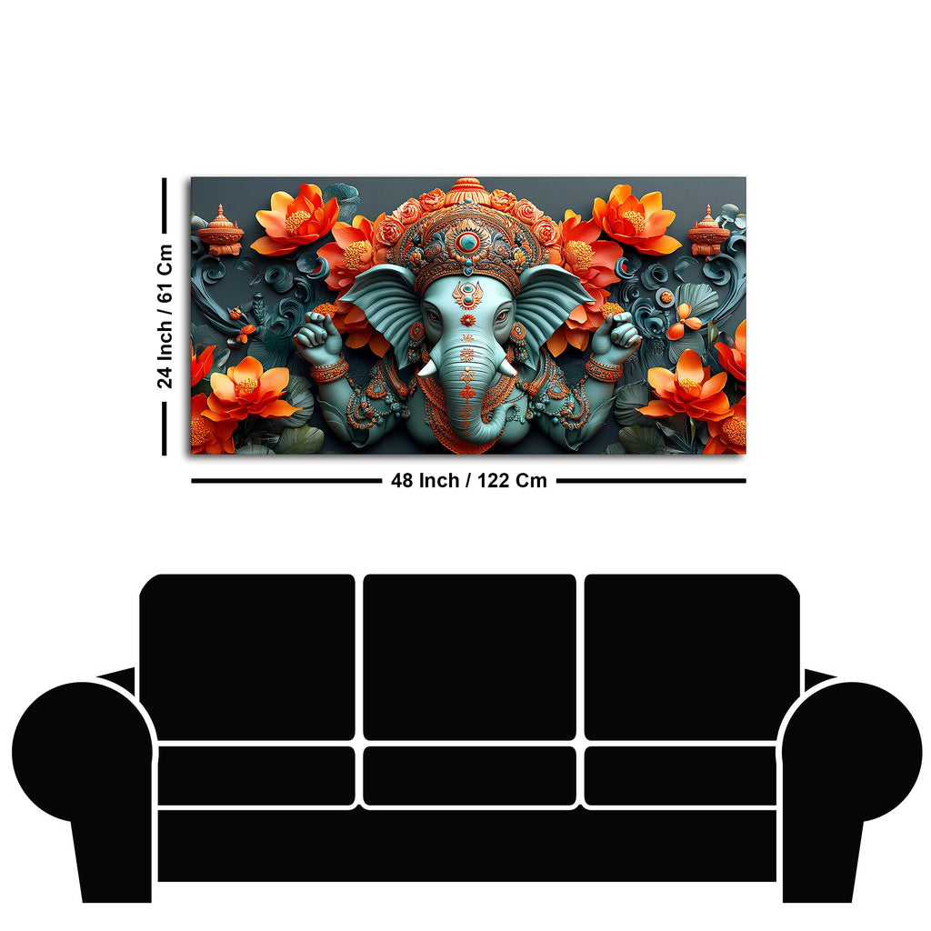 Lord Ganesha the Hindu God of Wisdom Canvas Wall Painting