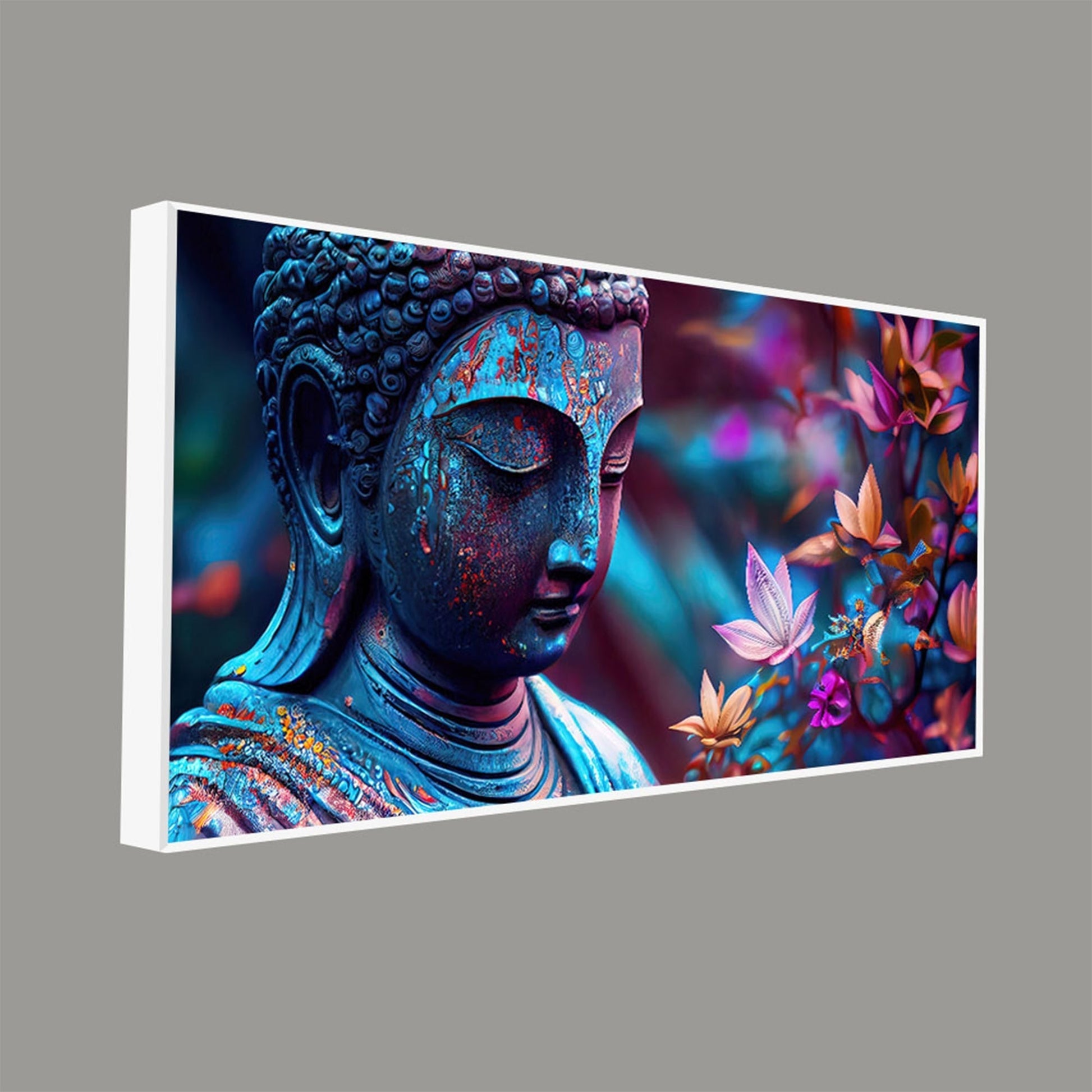 Lord Gautam Buddha Floral Art Canvas Wall Painting - Decor Smart