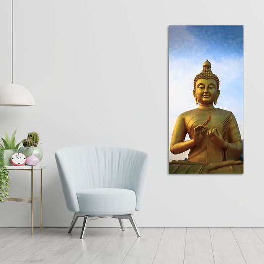 Lord Golden Buddha Meditating Premium Canvas Wall Painting - Decor Smart