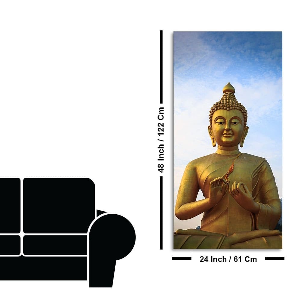 Lord Golden Buddha Meditating Premium Canvas Wall Painting - Decor Smart