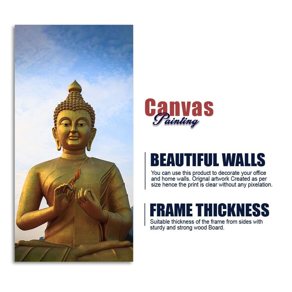Lord Golden Buddha Meditating Premium Canvas Wall Painting - Decor Smart