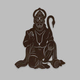 Lord Hanuman Ji Shape Backlit Designer Wooden Wall Shelf / Book Shelf / Night Light, Walnut Finish - Decor Smart