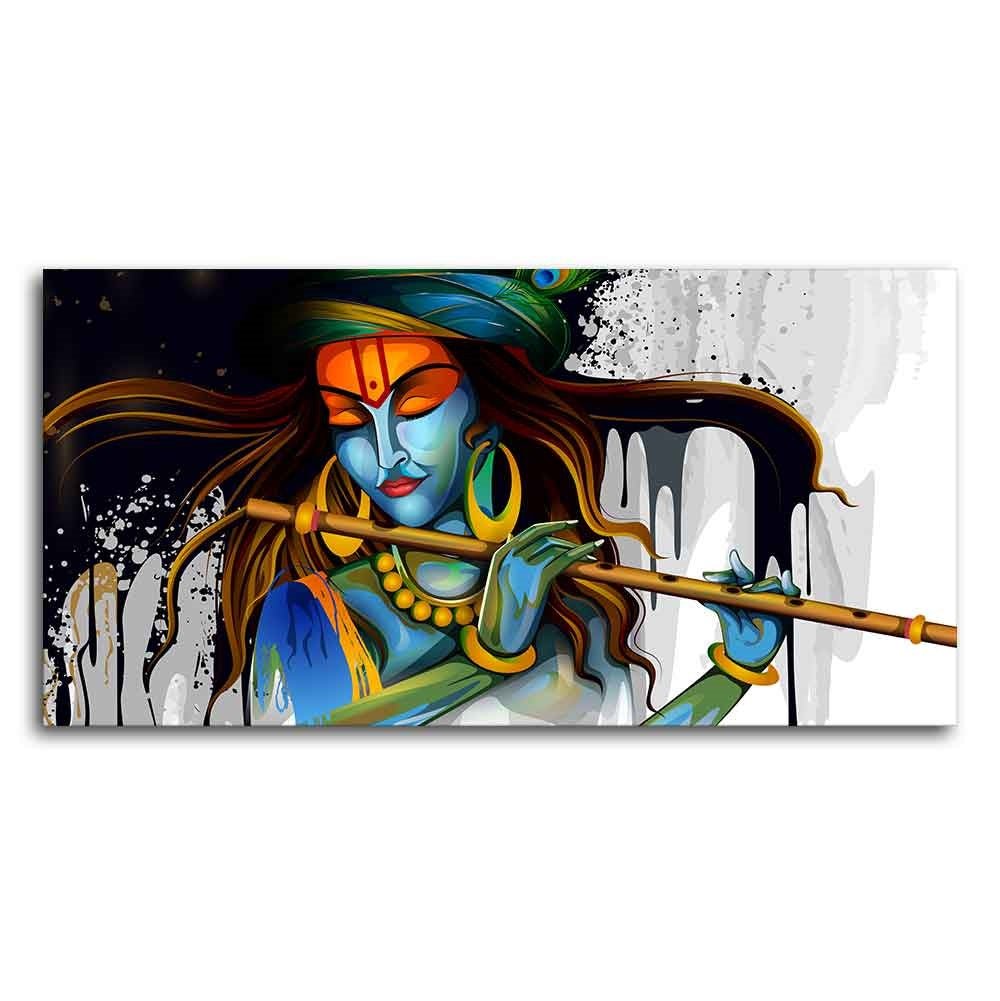 Lord Krishna Playing a Flute Wall Painting - Decor Smart