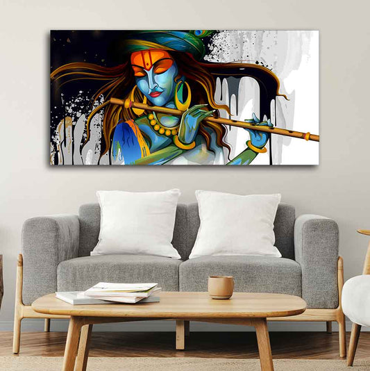 Lord Krishna Playing a Flute Wall Painting - Decor Smart