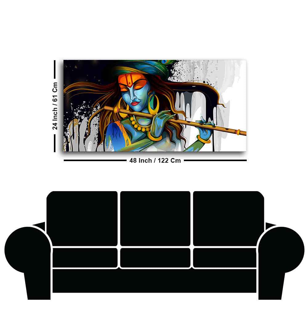 Lord Krishna Playing a Flute Wall Painting - Decor Smart