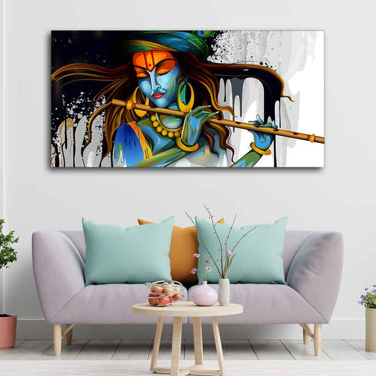 Lord Krishna Playing a Flute Wall Painting - Decor Smart