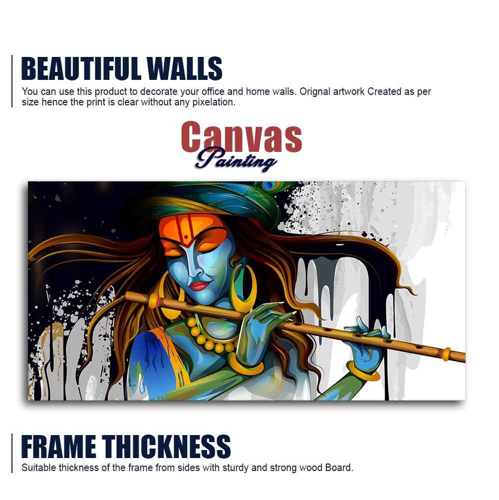 Lord Krishna Playing a Flute Wall Painting - Decor Smart