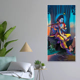 Lord Krishna With Flute Canvas Wall Painting - Decor Smart