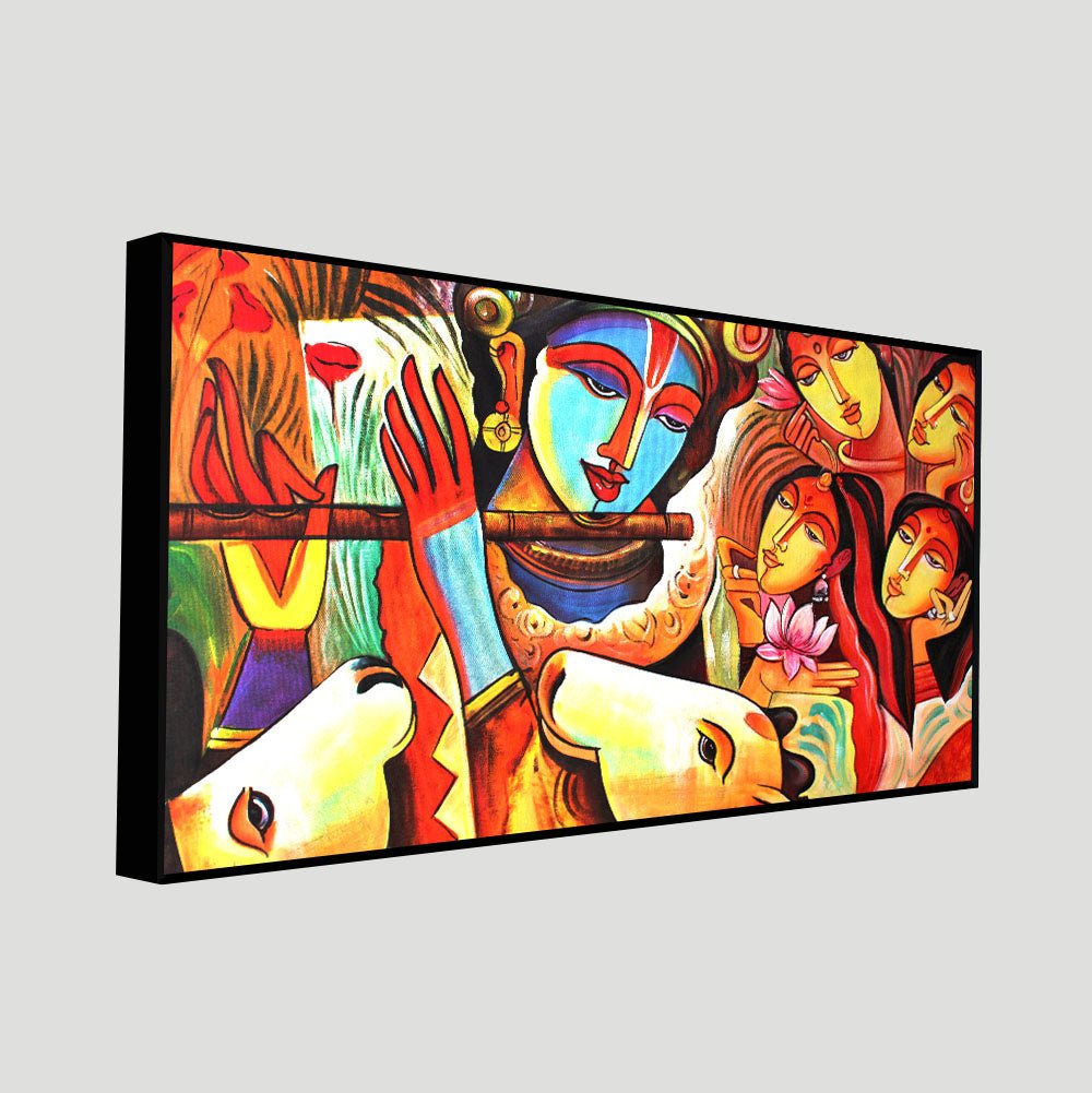 Lord Radha Krishna Decorative Pattern Canvas Big Wall Painting Wall Art - Decor Smart