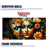 Lord Radha Krishna Face Artistic Art Canvas Wall Painting - Decor Smart