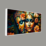 Lord Radha Krishna Face Artistic Art Canvas Wall Painting - Decor Smart