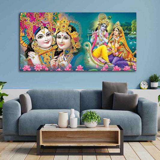 Lord Radha Krishna Religious Wall Painting - Decor Smart