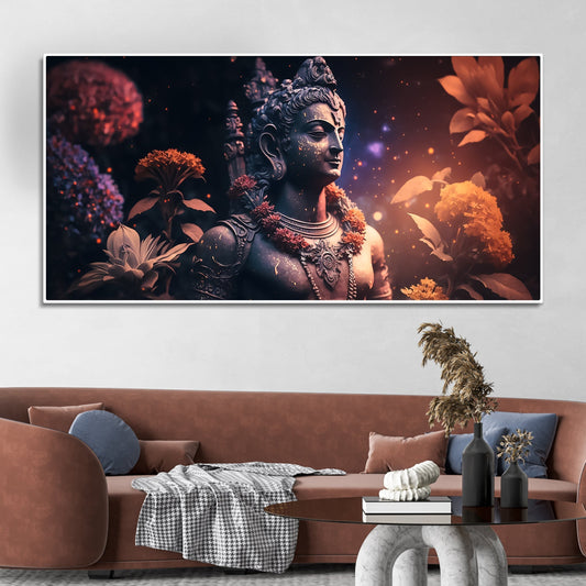 Lord Shiv Shankar Statue Premium Canvas Wall Painting - Decor Smart