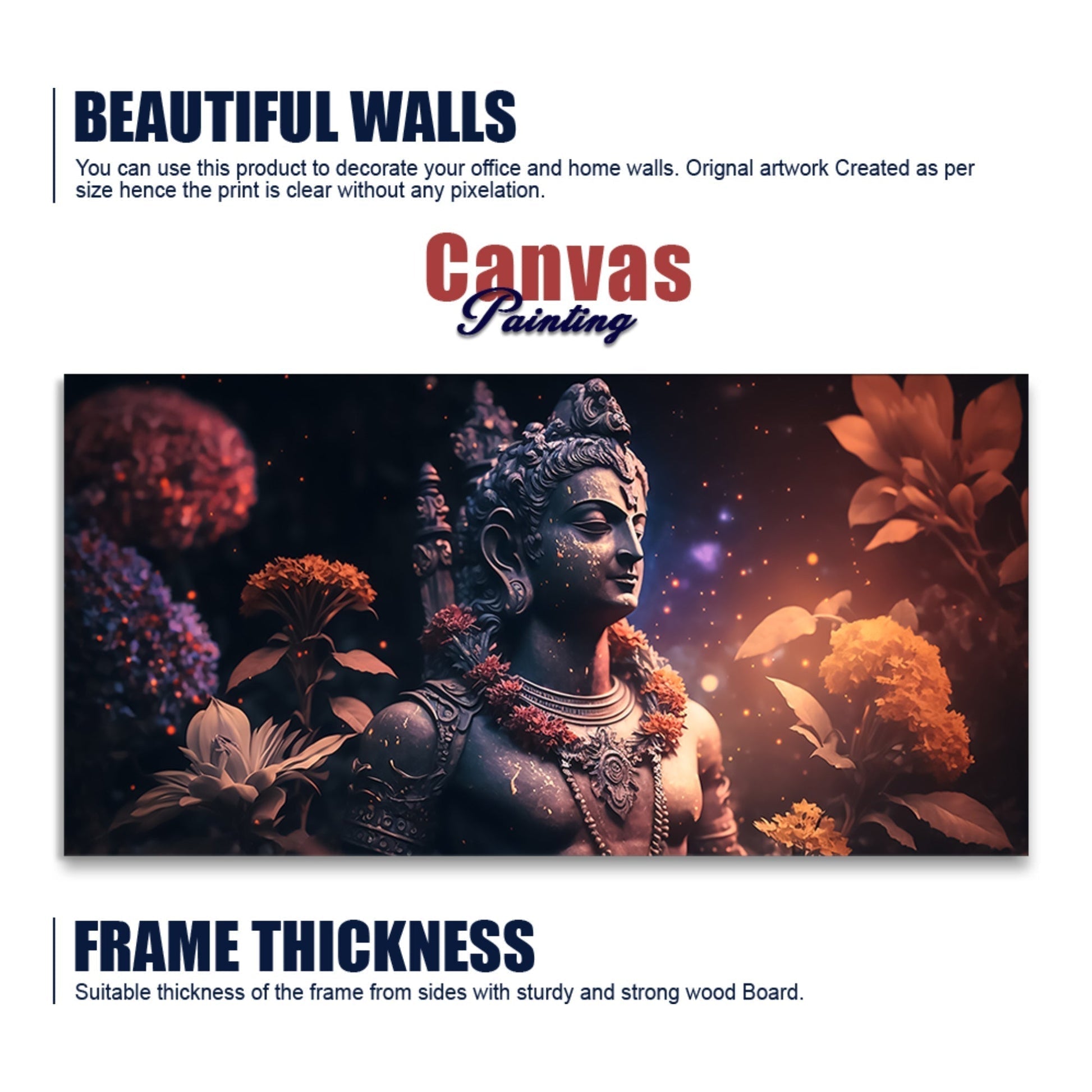 Lord Shiv Shankar Statue Premium Canvas Wall Painting - Decor Smart