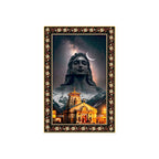 Lord Shiva in Kedarnath Temple Floral Border Vertical Wall Painting