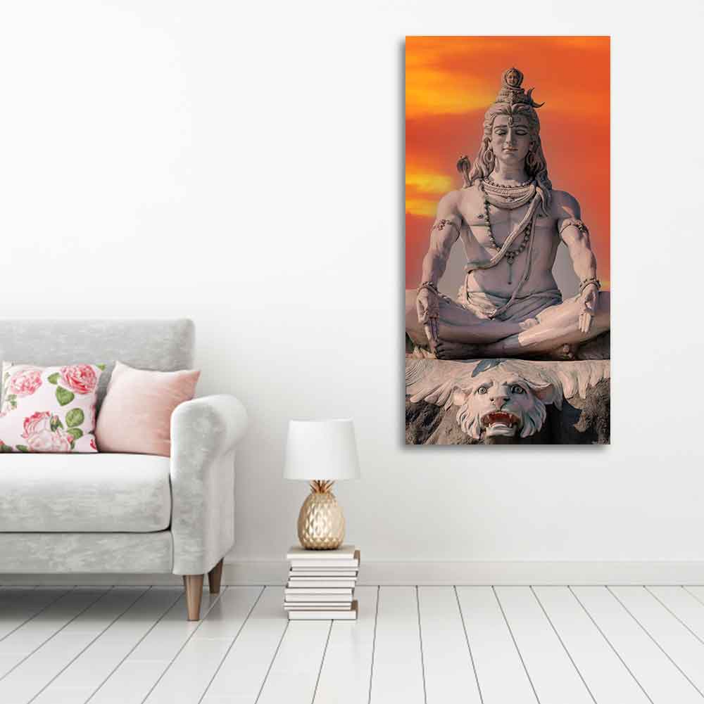 Lord Shiva Sculpture Canvas Wall Painting for Hall - Decor Smart
