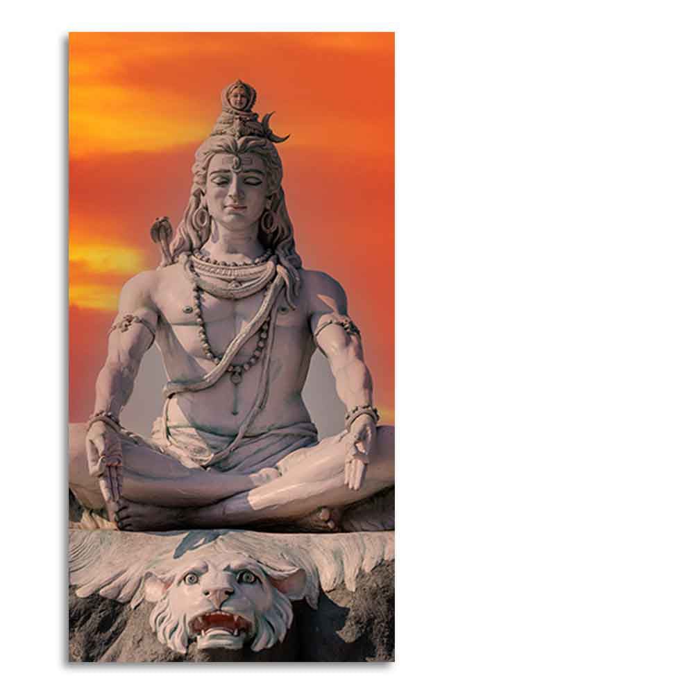 Lord Shiva Sculpture Canvas Wall Painting for Hall - Decor Smart