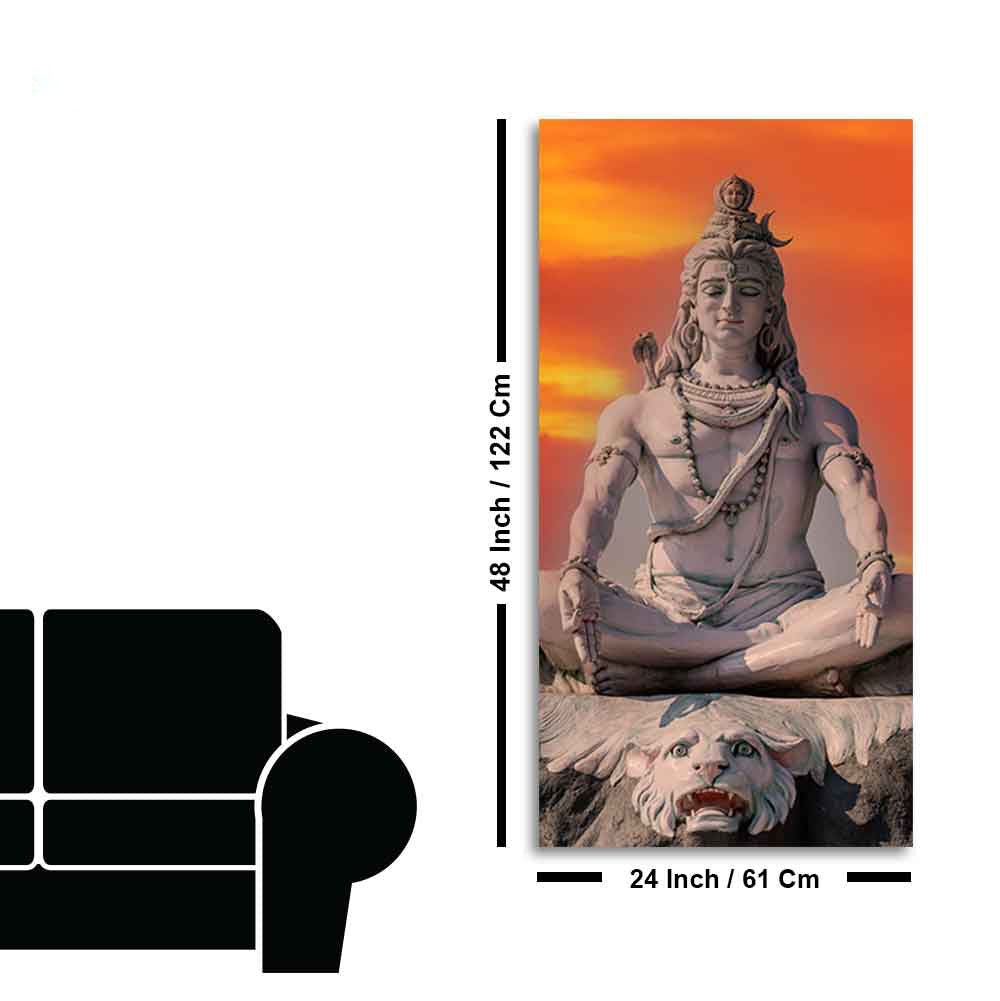 Lord Shiva Sculpture Canvas Wall Painting for Hall - Decor Smart