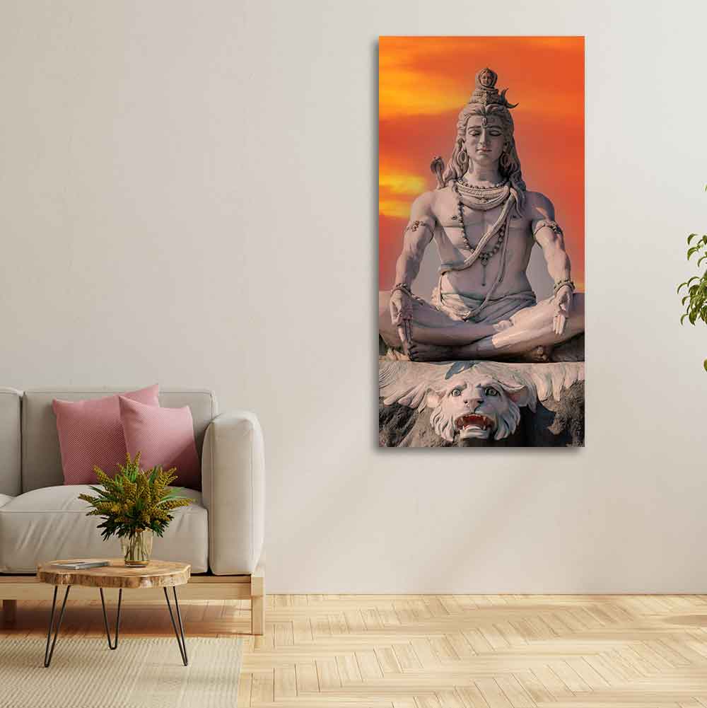 Lord Shiva Sculpture Canvas Wall Painting for Hall - Decor Smart