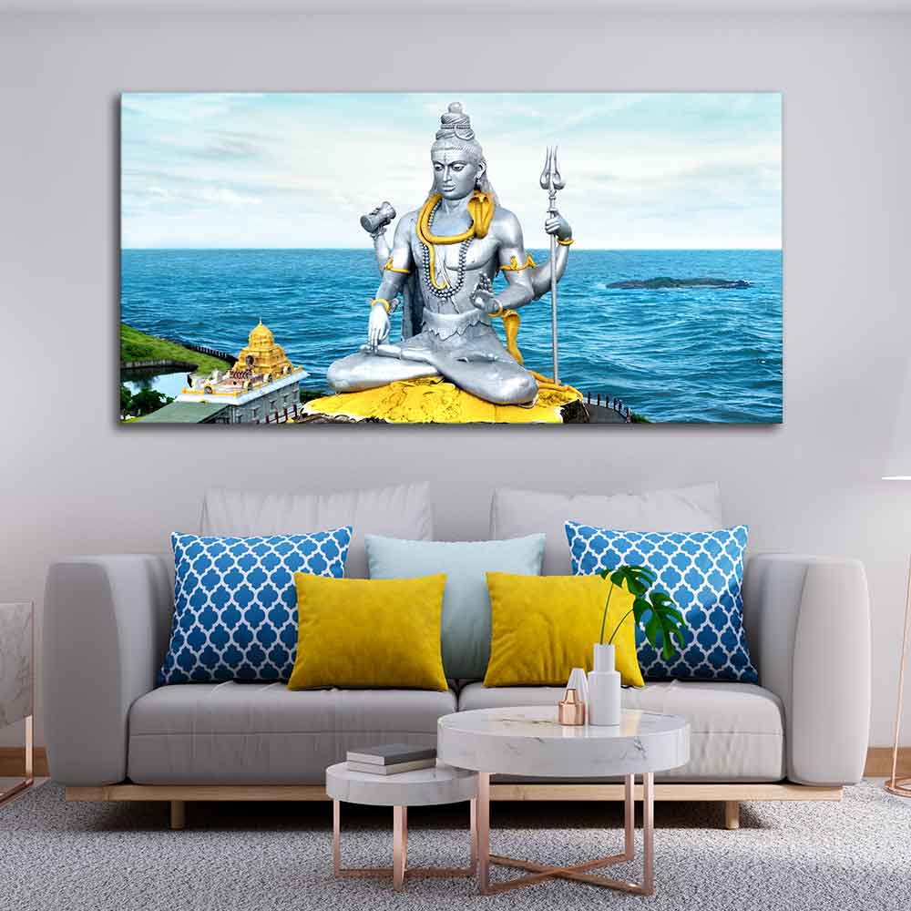 Lord Shiva Statue Canvas Wall Painting - Decor Smart