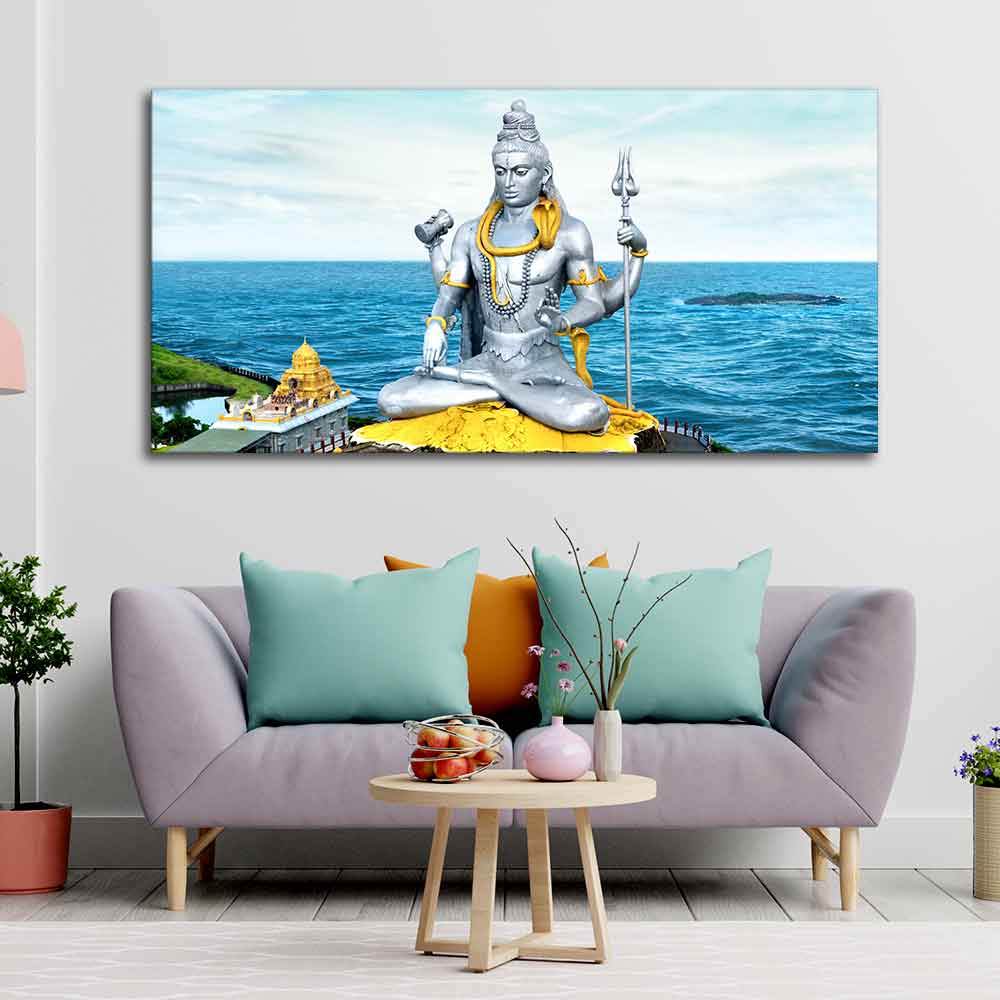 Lord Shiva Statue Canvas Wall Painting - Decor Smart