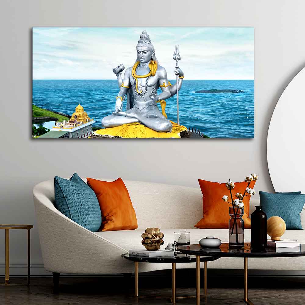 Lord Shiva Statue Canvas Wall Painting - Decor Smart
