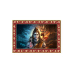 Lord Shiva with Holding Trishula Border Canvas Wall Painting