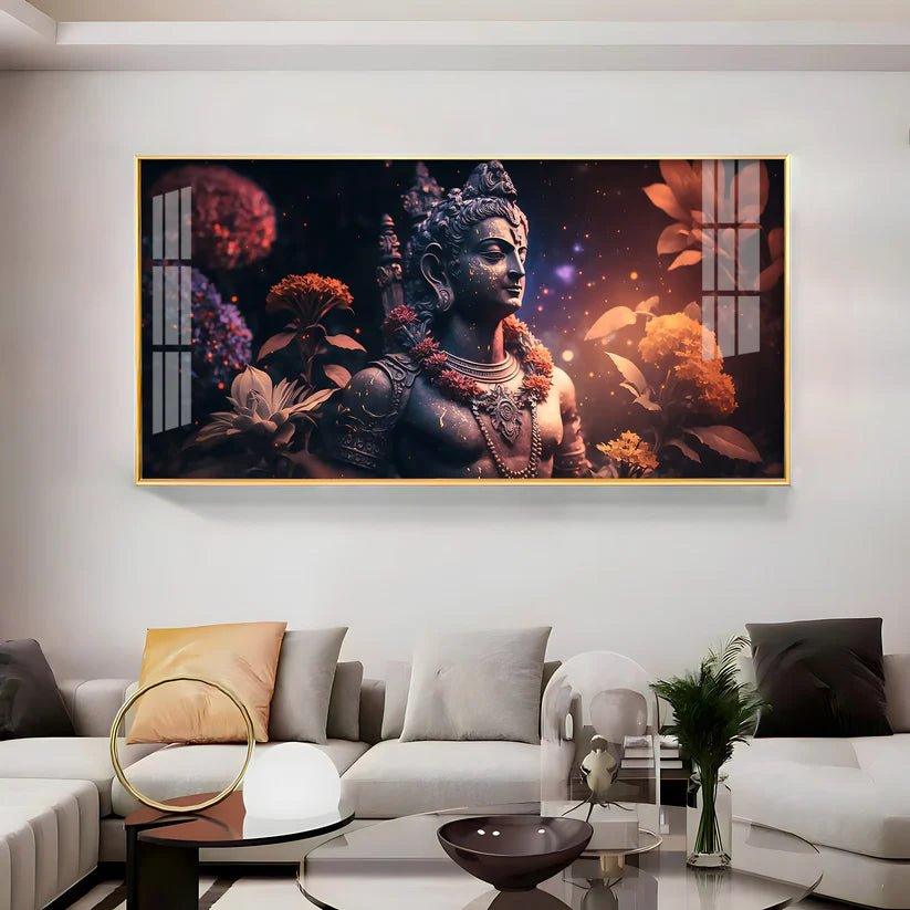 Lord Shiva with Rosary Premium Acrylic Floating Wall Painting - Decor Smart