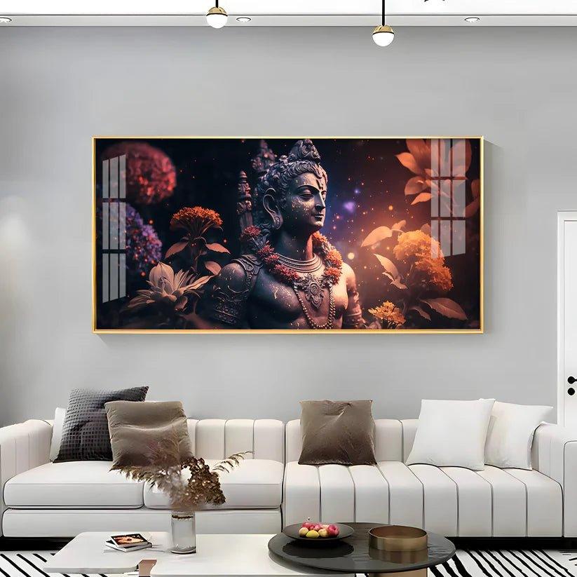 Lord Shiva with Rosary Premium Acrylic Floating Wall Painting - Decor Smart