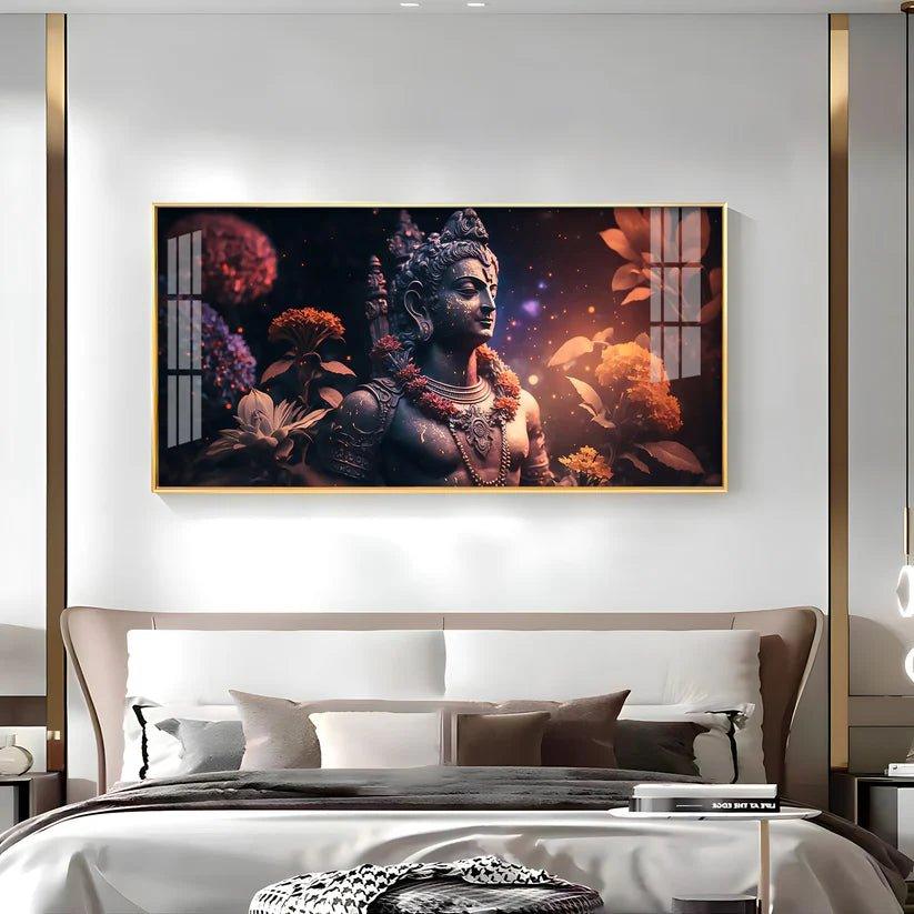Lord Shiva with Rosary Premium Acrylic Floating Wall Painting - Decor Smart
