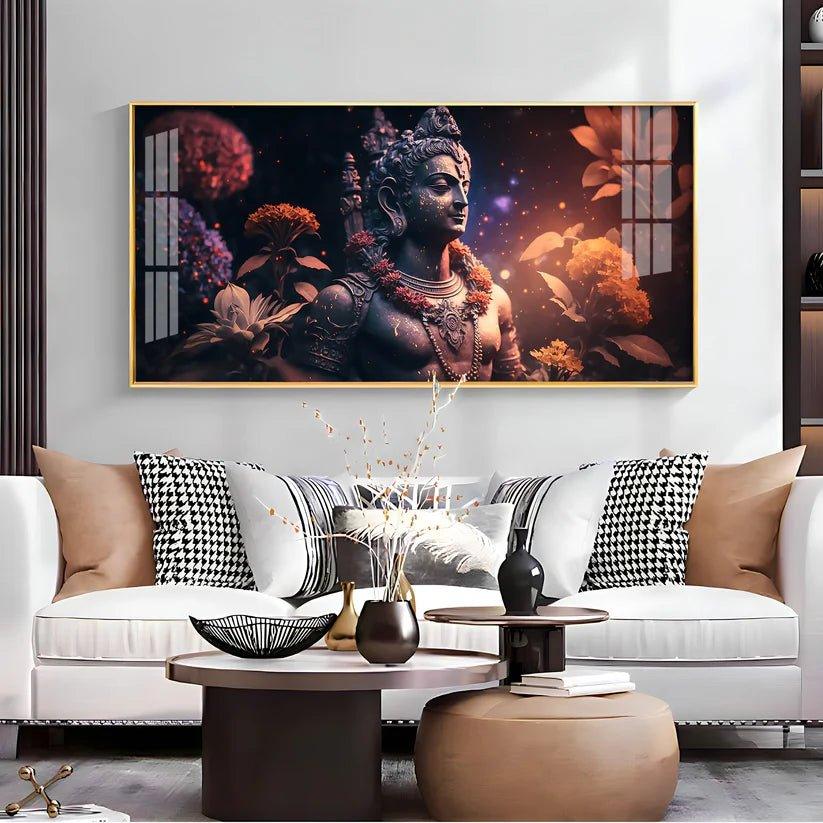 Lord Shiva with Rosary Premium Acrylic Floating Wall Painting - Decor Smart