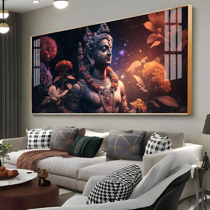 Lord Shiva with Rosary Premium Acrylic Floating Wall Painting - Decor Smart