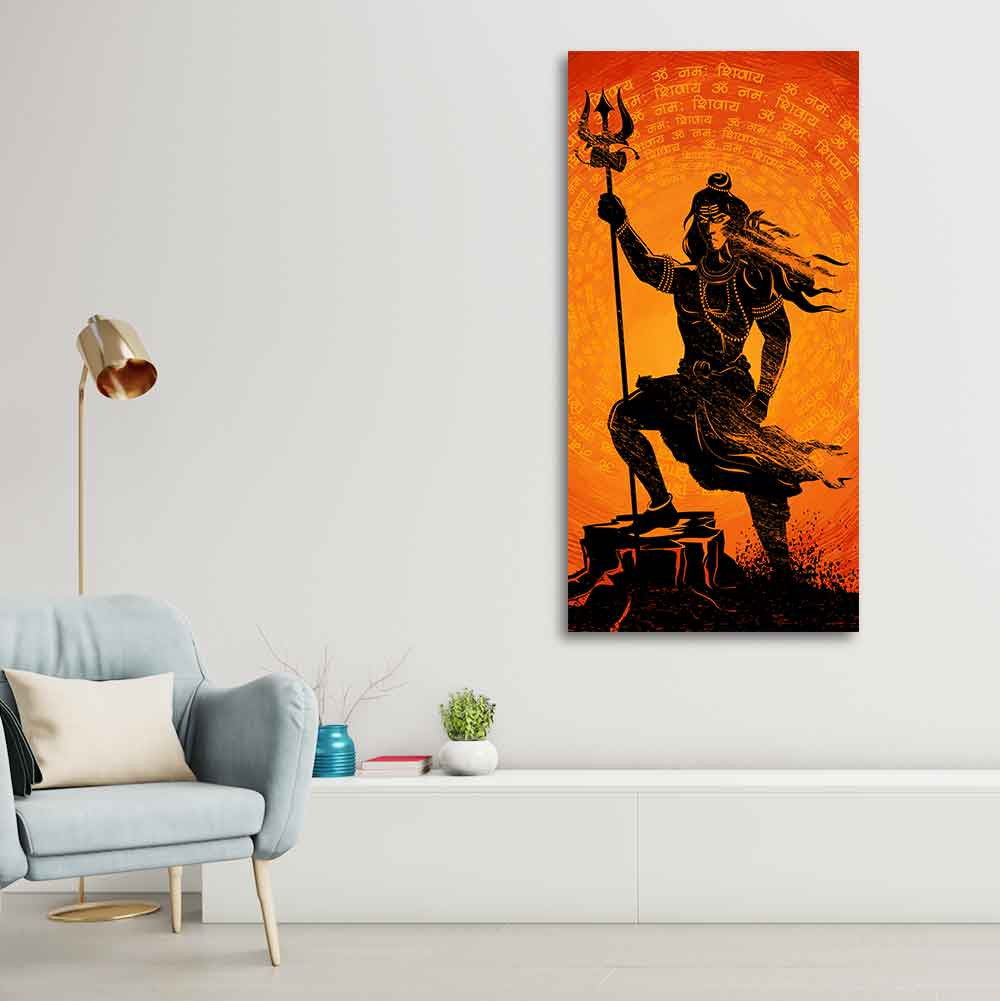 Lord Shiva with Trishul Canvas Wall Painting - Decor Smart