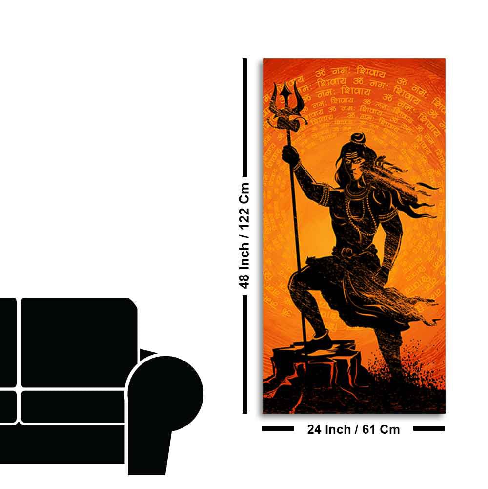 Lord Shiva with Trishul Canvas Wall Painting - Decor Smart